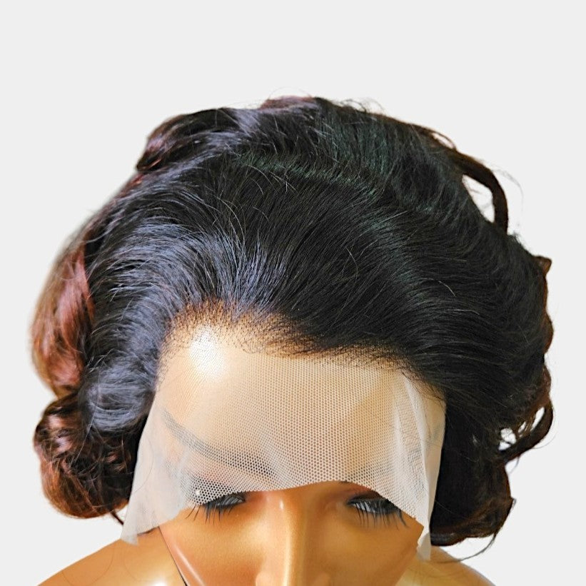 10” Pixie Double 1/4 Colour Full Frontal Lace Wig – 100% Human Hair | 13x4 Frontal