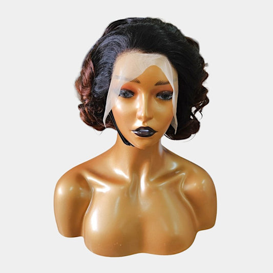 10” Pixie Double 1/4 Colour Full Frontal Lace Wig – 100% Human Hair | 13x4 Frontal