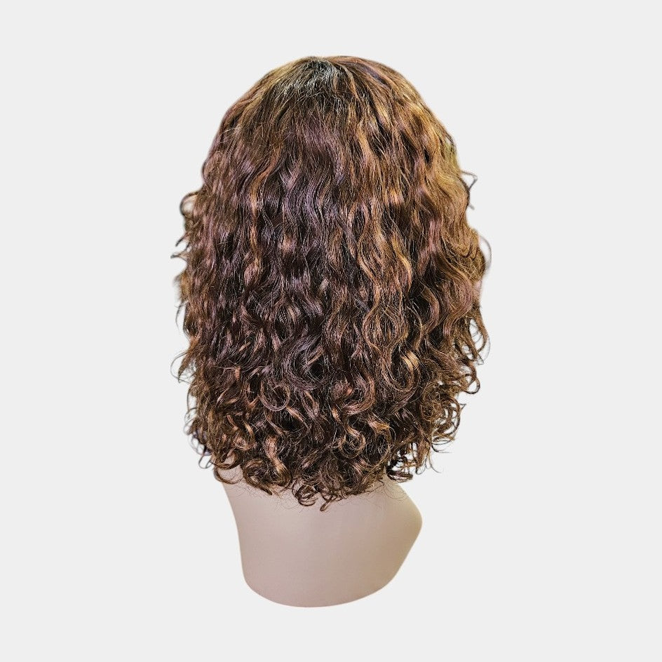 12โ 4/27 Colour Water Wave Full Fringe Wig โ 100% Human Hair