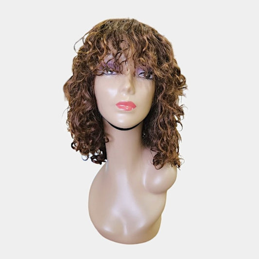 12” 4/27 Colour Water Wave Full Fringe Wig – 100% Human Hair