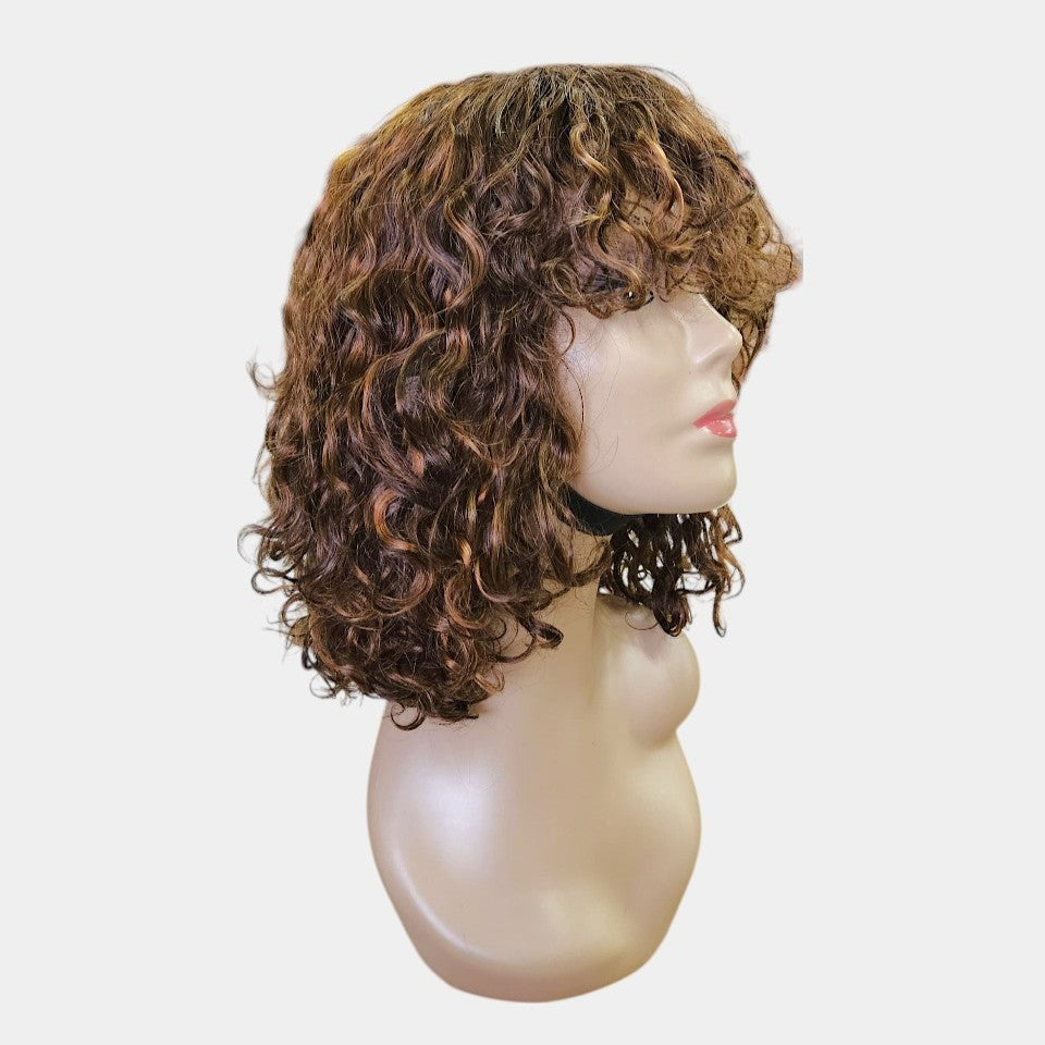 12โ 4/27 Colour Water Wave Full Fringe Wig โ 100% Human Hair