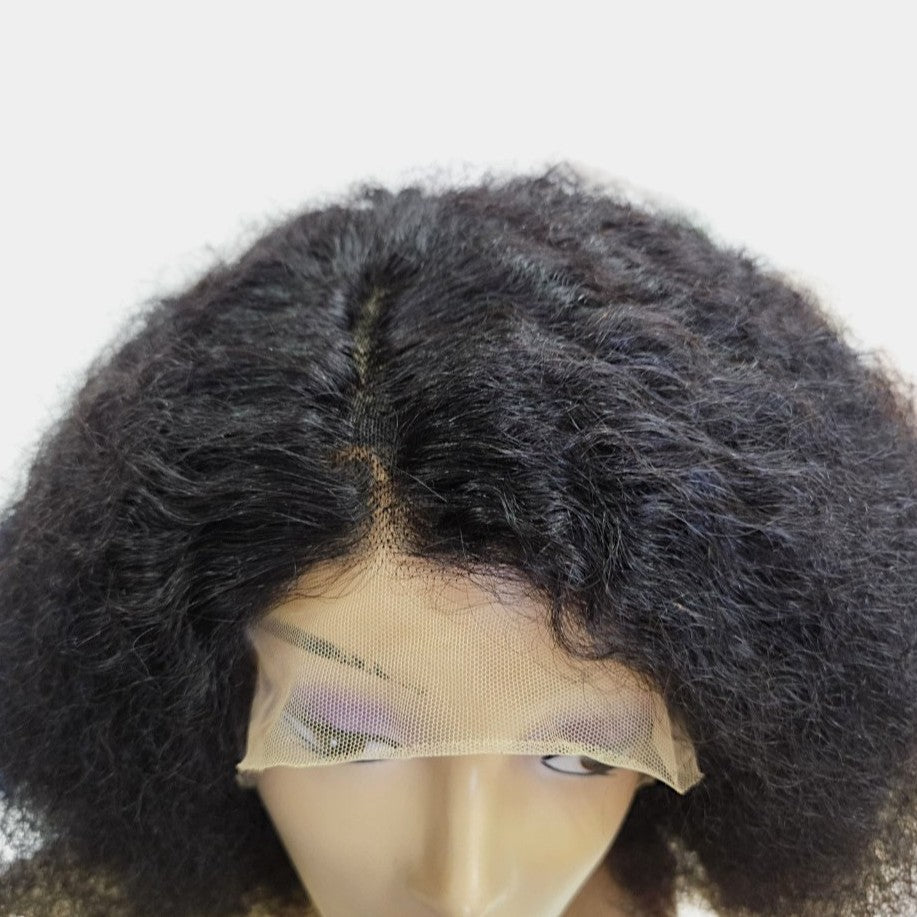 14” New Curly Double Drawn Frontal Lace Wig – 100% Human Hair | 13x4 Frontal
