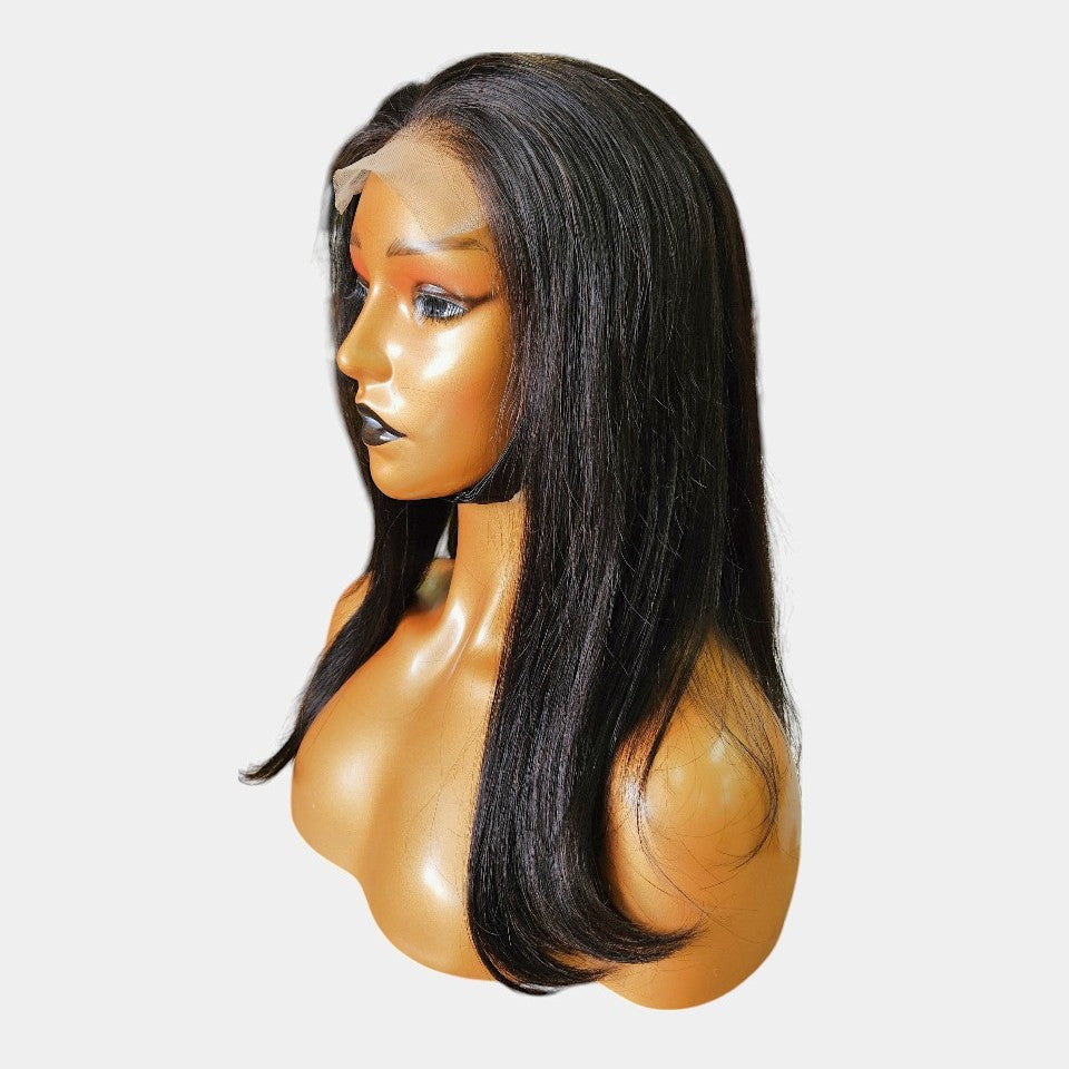 14” Straight Bob Natural Black Lace Wig – 100% Human Hair | 4x4 Closure