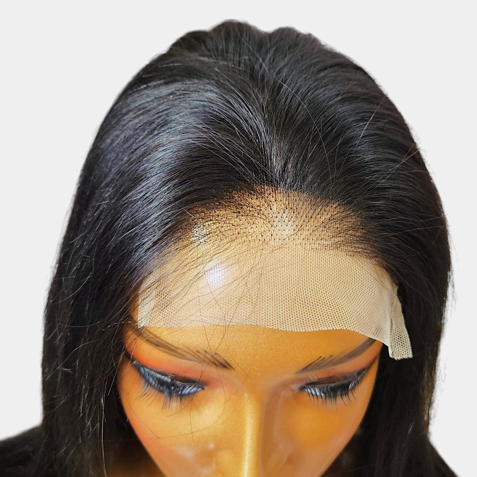 14” Straight Bob Natural Black Lace Wig – 100% Human Hair | 4x4 Closure