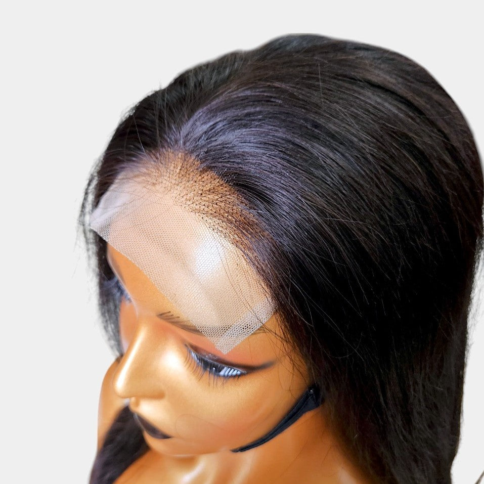 14” Straight Bob Natural Black Lace Wig – 100% Human Hair | 4x4 Closure