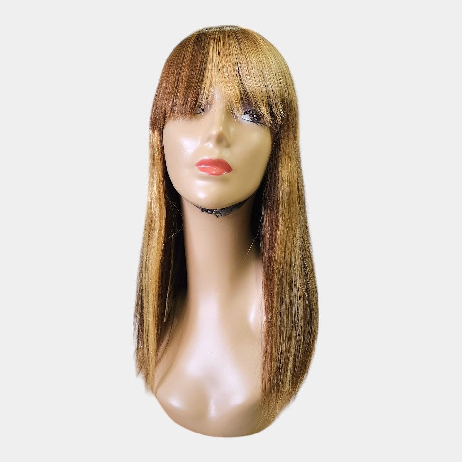 16” 4/27 Straight Full Fringe Wig – 100% Human Hair