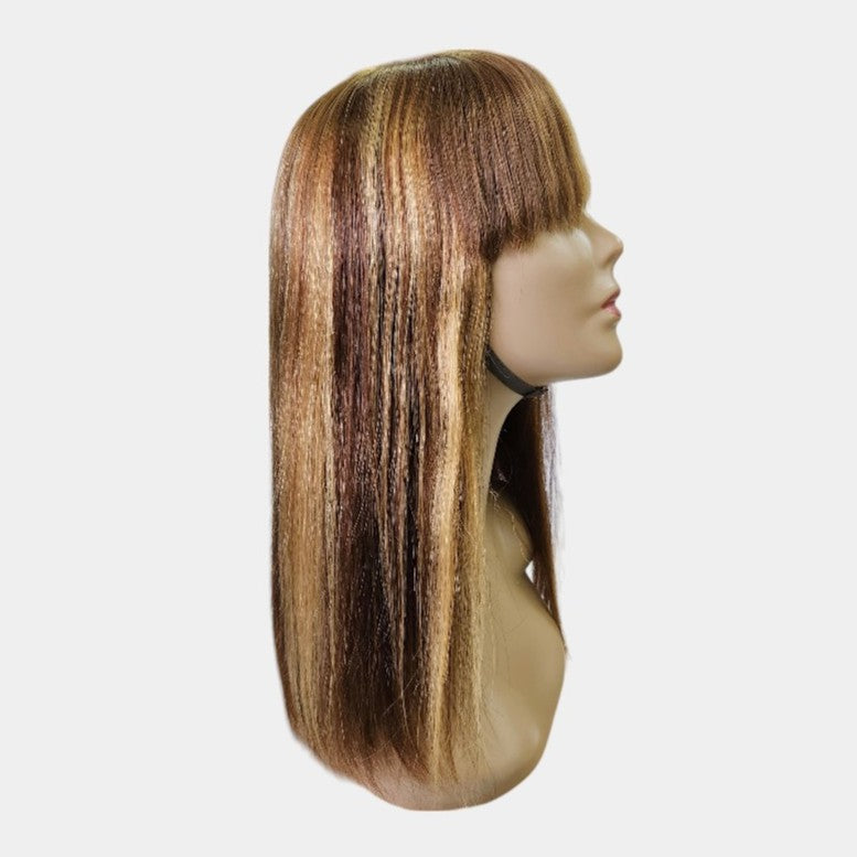 16” 4/27 Straight Full Fringe Wig – 100% Human Hair