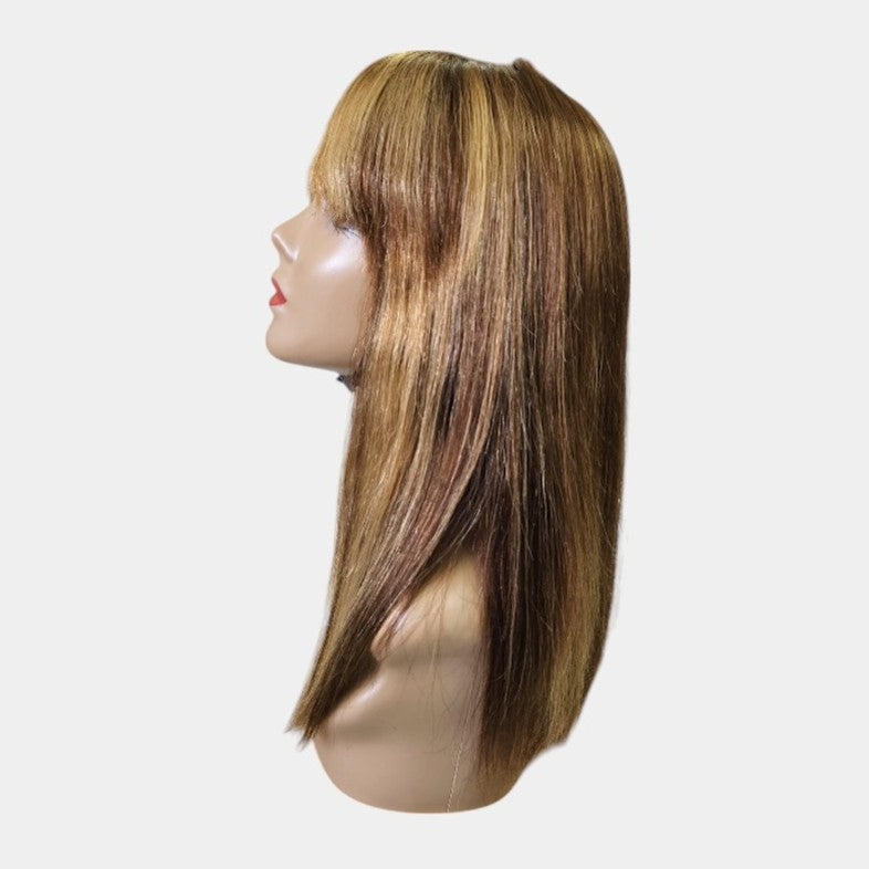 16” 4/27 Straight Full Fringe Wig – 100% Human Hair