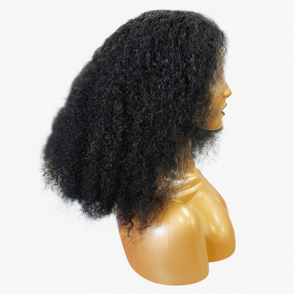 16โ Jerry Curl Natural Black Full Frontal Lace Wig โ 100% Human Hair | 13x4 Frontal
