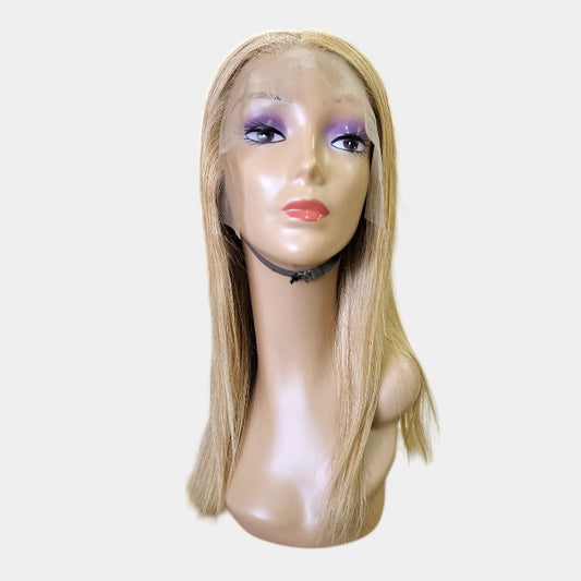 18" Blonde Straight Frontal Lace Wig – 100% Human Hair | 13x4 Frontal