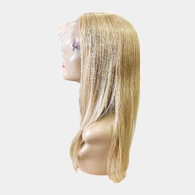 18" Blonde Straight Frontal Lace Wig – 100% Human Hair | 13x4 Frontal
