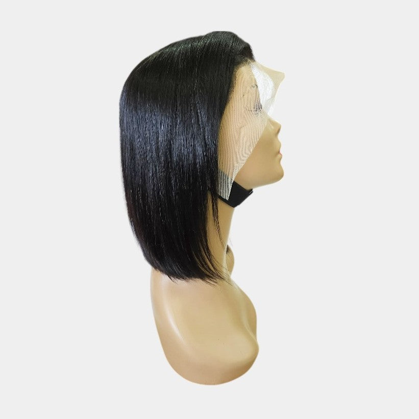 8โ Straight Black Full Frontal Lace Wig โ 100% Human Hair | 13x4 Frontal
