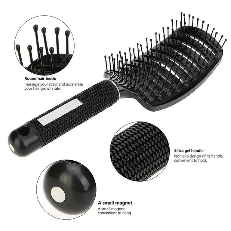 Professional Curved Vented Black Hair Brush