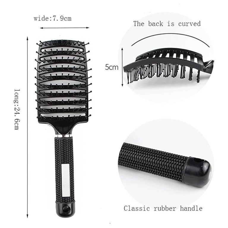 Professional Curved Vented Black Hair Brush