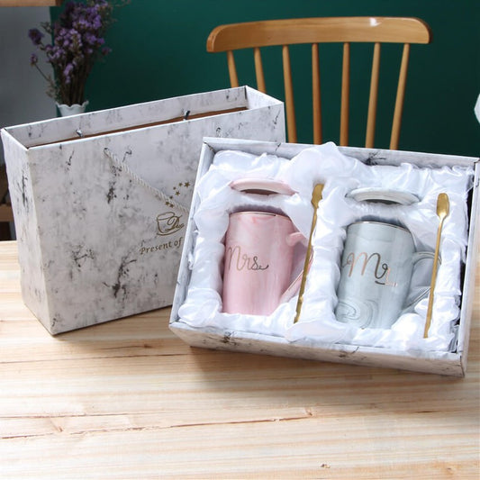 Couple Marble Mugs Gift Set (Unboxed Deal)