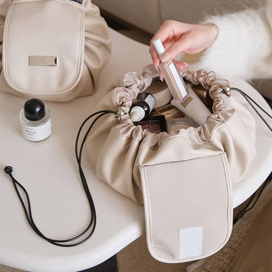Beige Drawstring Makeup Bag