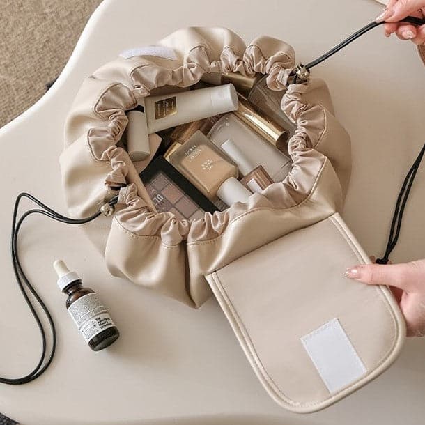 Beige Drawstring Makeup Bag