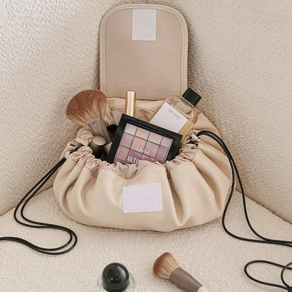Beige Drawstring Makeup Bag