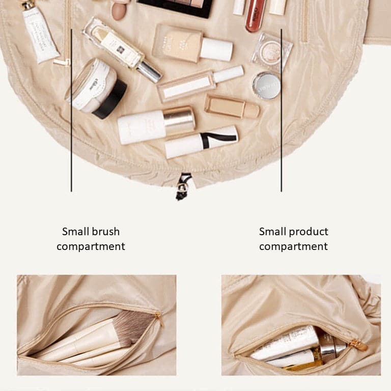 Beige Drawstring Makeup Bag