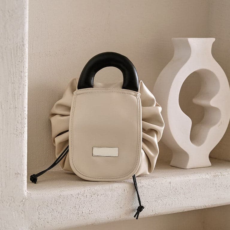 Beige Drawstring Makeup Bag