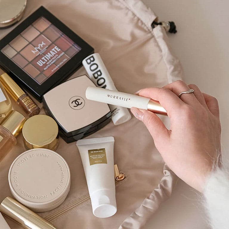 Beige Drawstring Makeup Bag