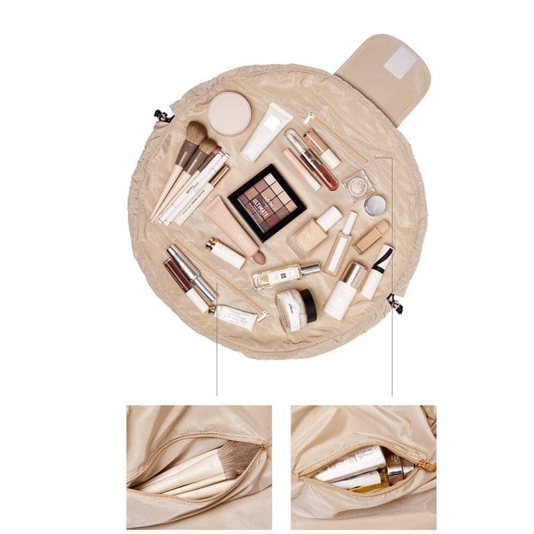 Beige Drawstring Makeup Bag