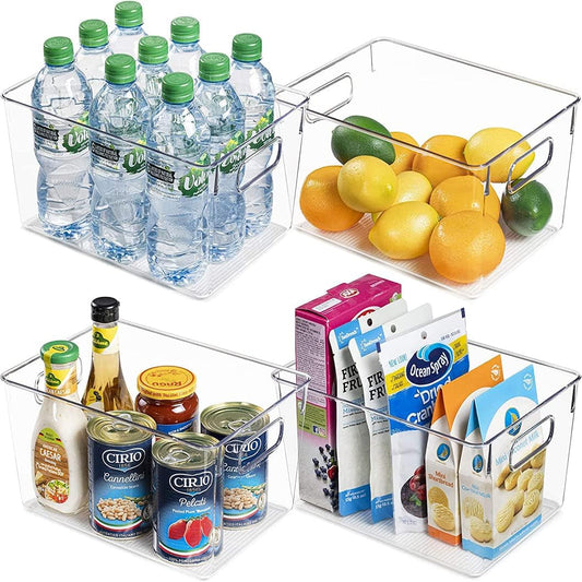 Extra-Large Clear Stackable Storage Boxes with Handles (4pcs)