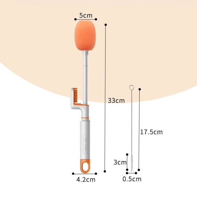 Extra-long 3-in-1 Orange Bottle & Straw Cleaner