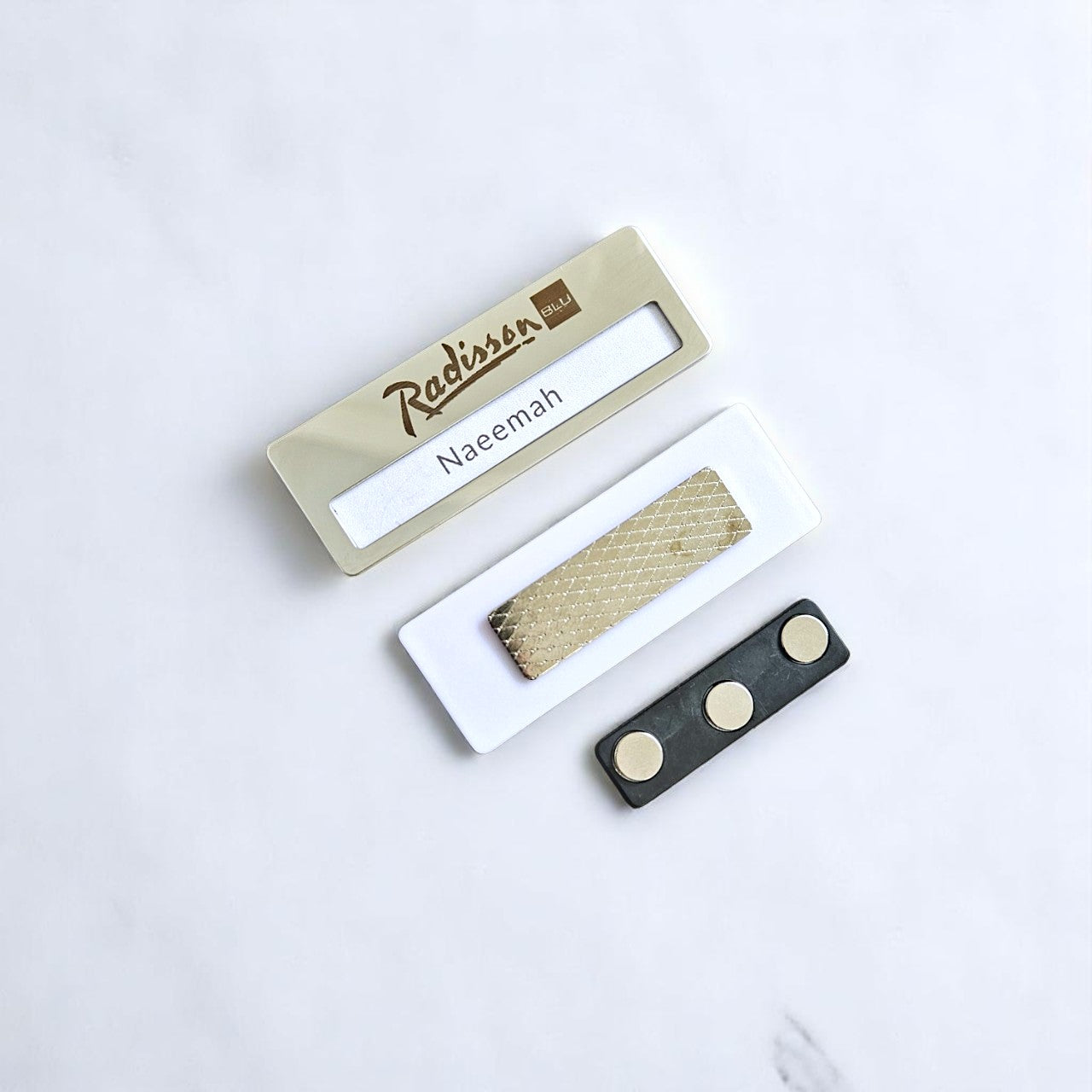 Customized Stainless Steel Magnetic Name Badge – Laser Engraved