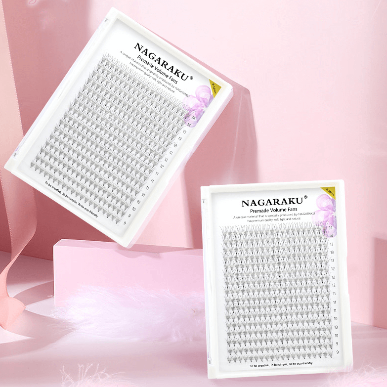 Nagaraku Premade Volume Fans Bulk Tray Mixed Lengths 9-14mm