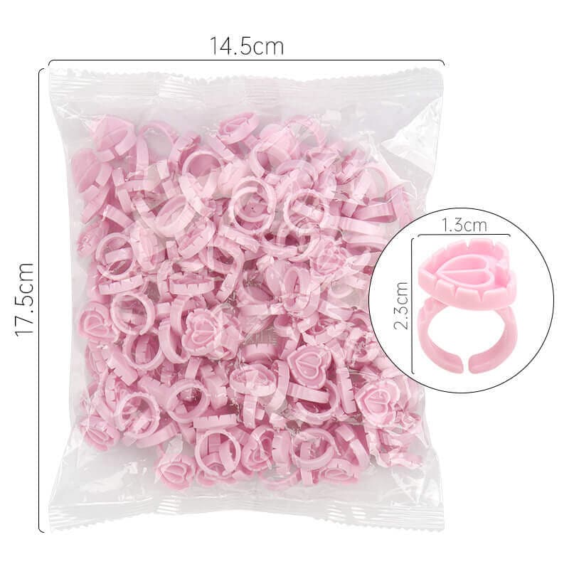 Pink Heart Volume Fanning Glue Ring (100 pcs)