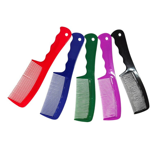 Plastic Fine Hair Comb with Curvy Handle (Various Colours)