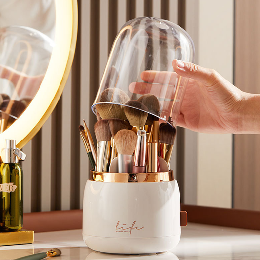 Rotating Makeup Brush Holder with Cover