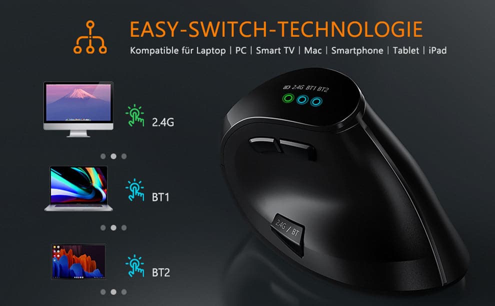 Wireless Multi-device Ergonomic Vertical Mouse (Unboxed Deal)