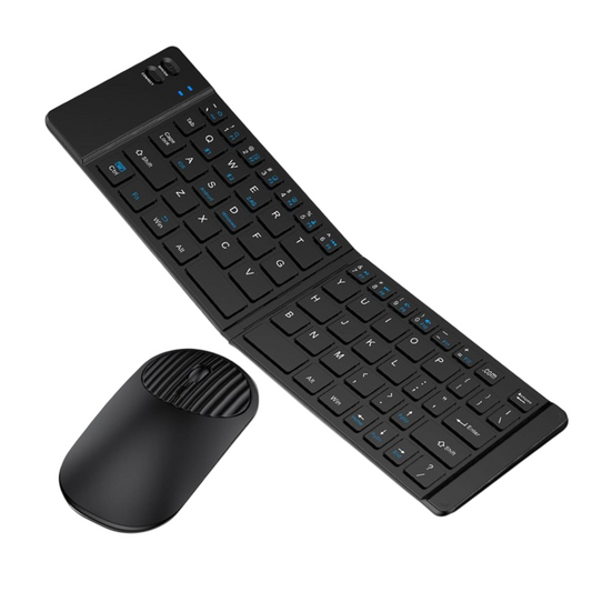 Wireless Folding Keyboard & Mouse Set - Black