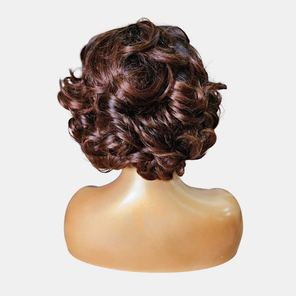 10” Pixie Double 1/4 Colour Full Frontal Lace Wig – 100% Human Hair | 13x4 Frontal