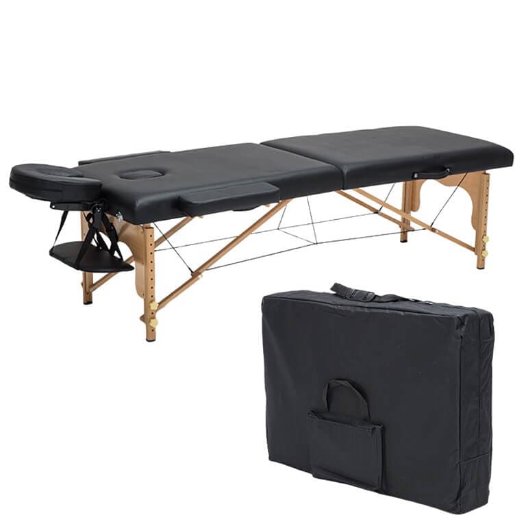 Extra-width Portable Massage Bed with Full Accessories (Black)