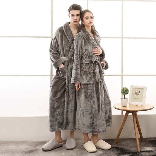 Grey Luxury Extra-Length Flannel Fleece Gown