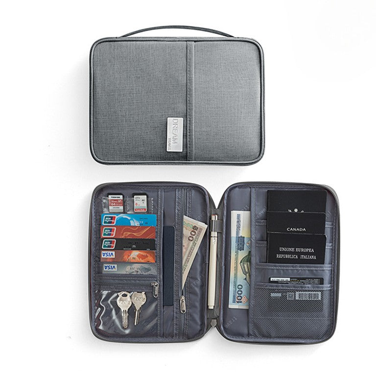 Grey Travel Passport Organiser Pouch