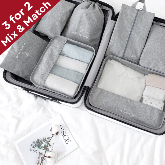 Grey Travel Luggage Organiser Pouch Set (7pcs)