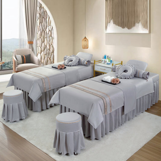 Luxury Spa Bed Dressing Set – 8-Piece Grey (80 x 190 cm)