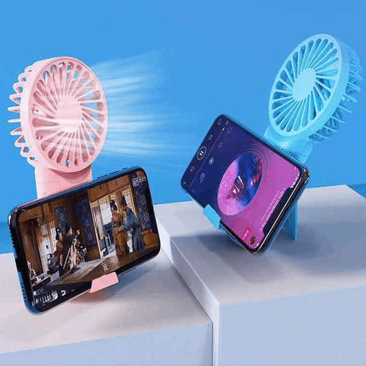 Mini Electric Handheld Fan with Phone Stand