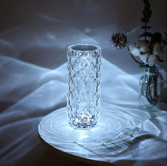 Mini Rechargeable LED Crystal Rose Cylindrical Table Lamp