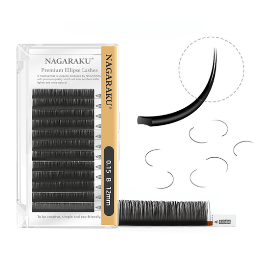 NAGARAKU Matte Black Ellipse Lashes Mixed Length - 0.15/C/8-15