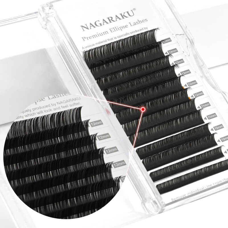 NAGARAKU Matte Black Ellipse Lashes Mixed Length - 0.15/C/8-15