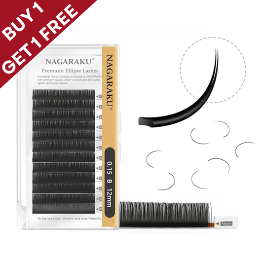 NAGARAKU Matte Black Ellipse Lashes Mixed Length - 0.15/C/8-15