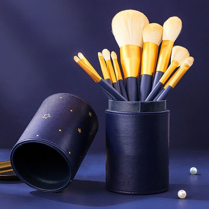 Navy Makeup Brush Set in Tub (12 Brushes)