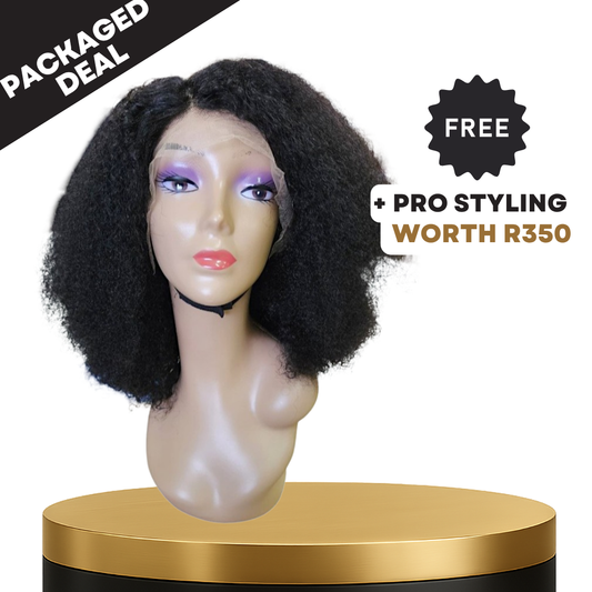 14” New Curly Double Drawn Frontal Lace Wig  – 100% Human Hair | 13x4 Frontal