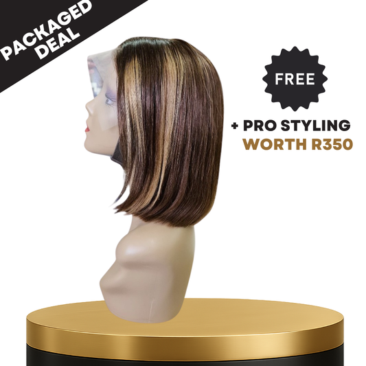 8” 4/27 Straight Frontal Lace Wig – 100% Human Hair | 13x4 Frontal