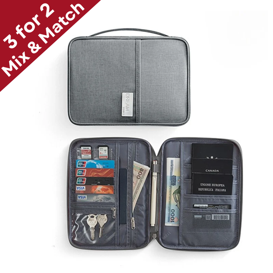 Grey Travel Passport Organiser Pouch
